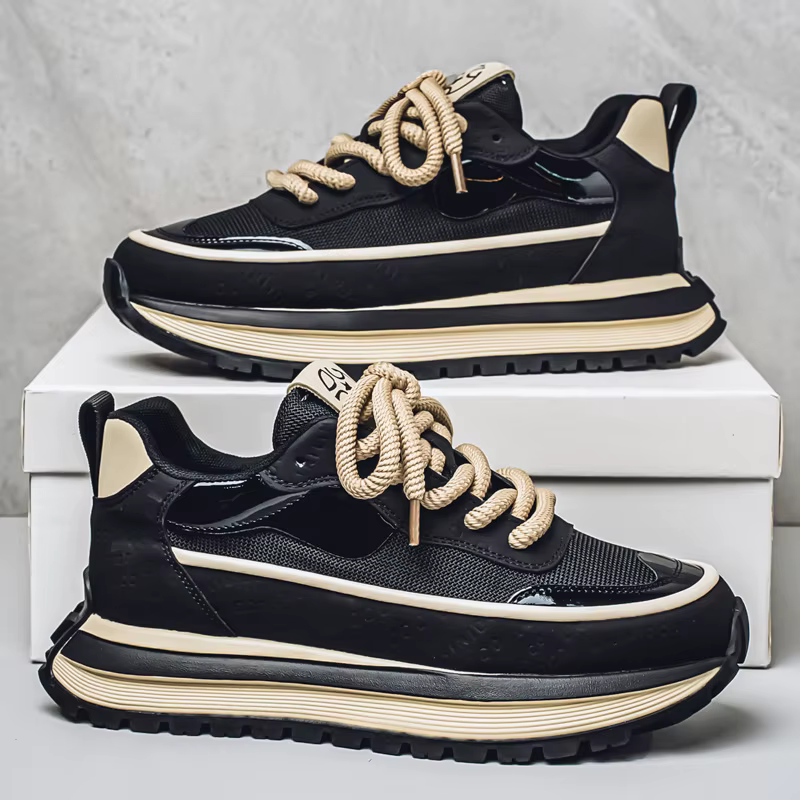 2025 nouveaux hommes plate-forme maille baskets semelle épaisse élévatant coupe basse bicolore respirant sport décontracté Streetwear chaussures à la mode