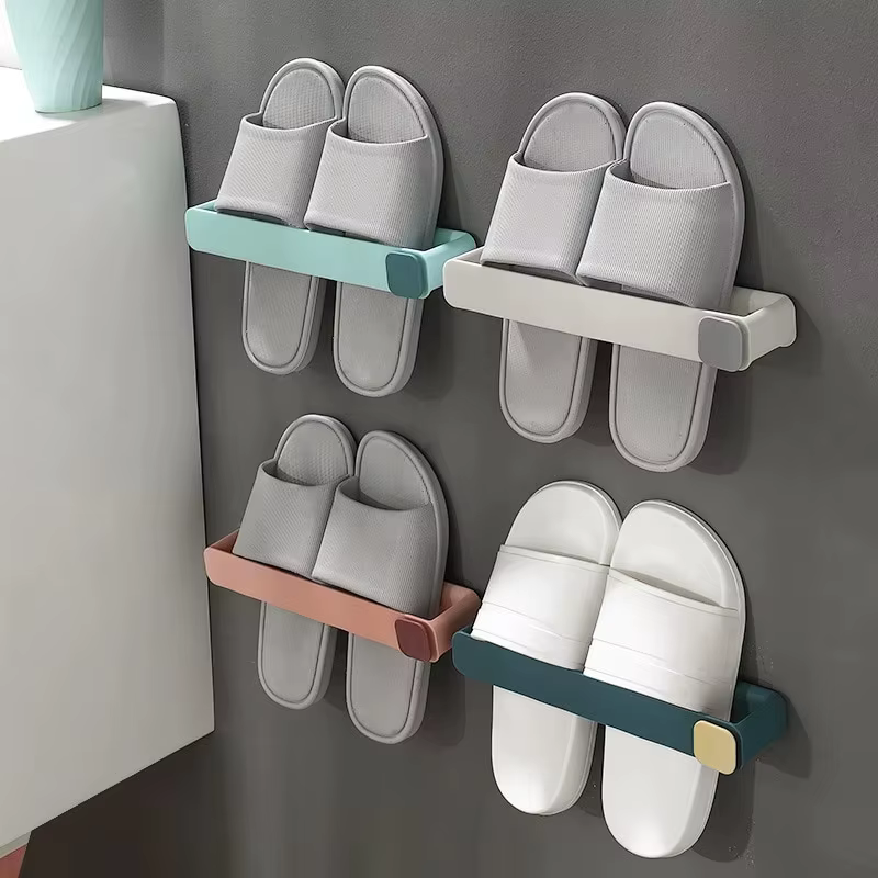 Support mural adhésif sans perçage pour chaussures et pantoufles de salle de bain