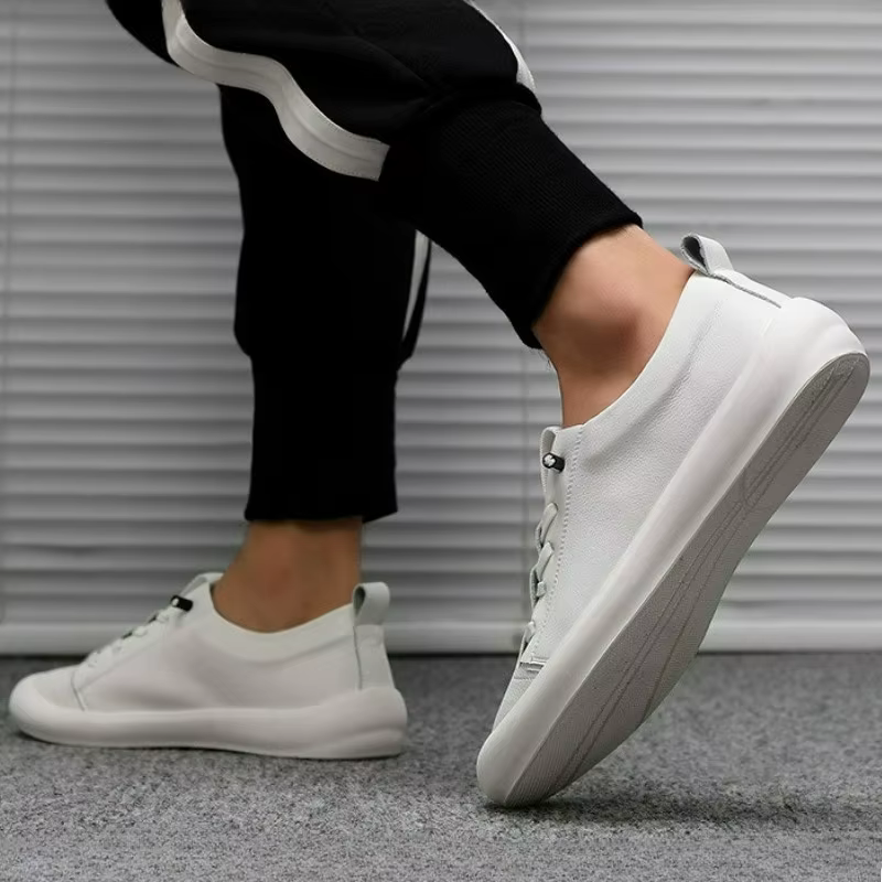 Baskets en cuir blanc pour hommes