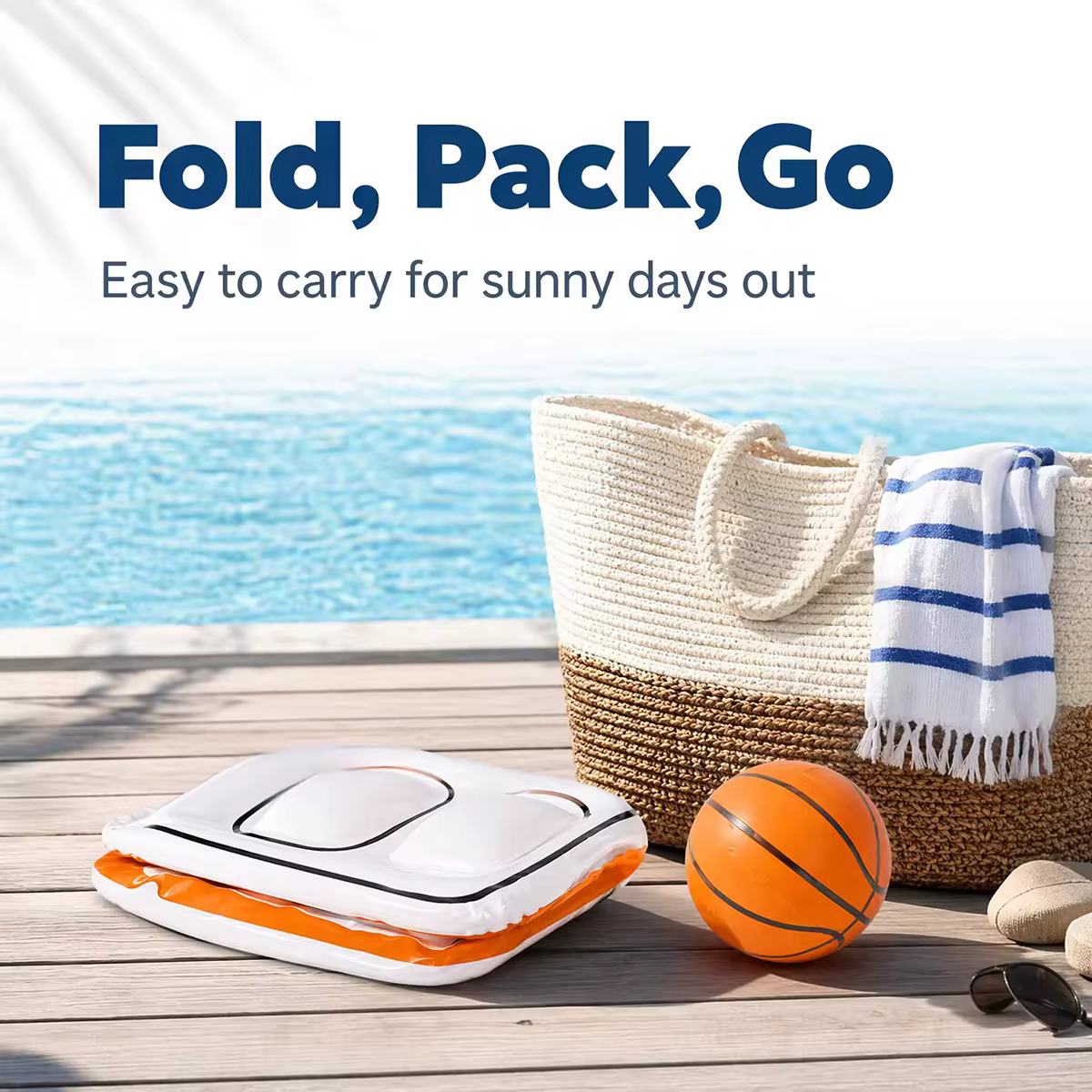 Ensemble de panier de basket flottant gonflable en PVC épais, jeu de tir aquatique avec mini ballon de basket pour piscine, plage et jardin en été