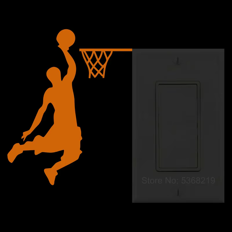 Autocollant mural lumineux en vinyle pour joueur de basket-ball Dunk
