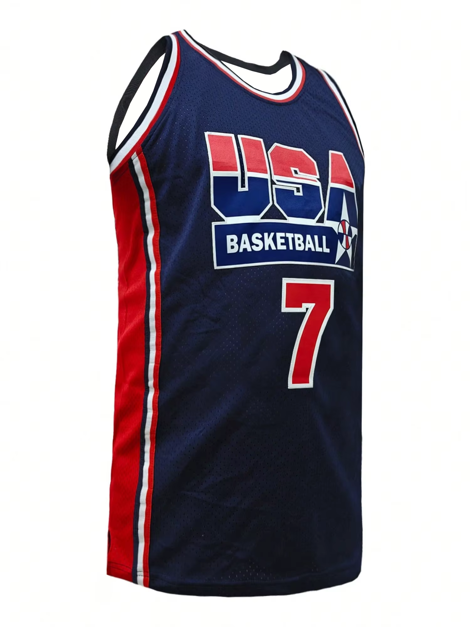 Hommes # Maillot de basket-ball 7, imprimé avec patch USA, débardeur sans manches à col rond pour le basket-ball, les sports, la course à pied, le streetwear, unisexe