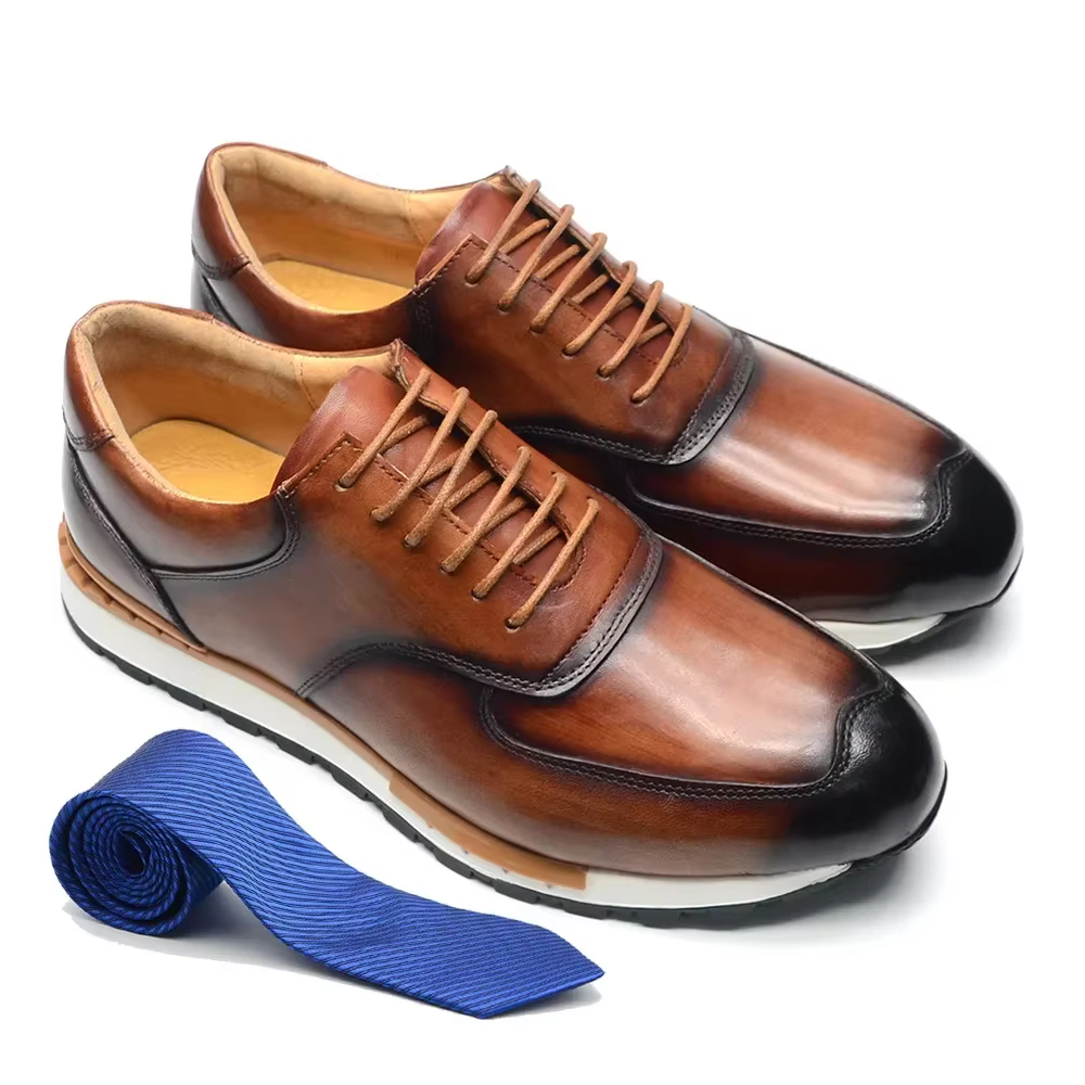 Marque chic en cuir véritable hommes baskets décontractées chaussures mode européenne automne hiver semelle