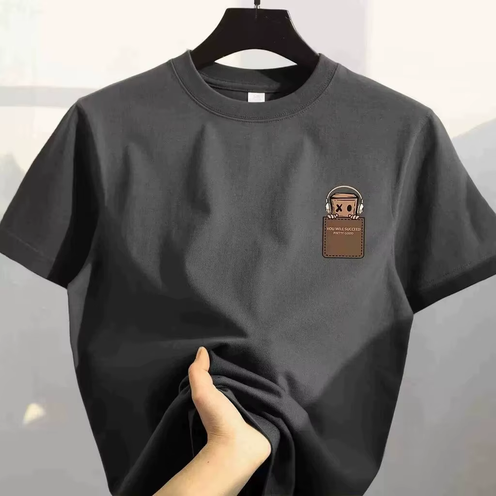 T-shirt en coton imprimé pour homme, style vintage américain, design simple, coupe ample, manches courtes, col rond, unisexe, pour couple