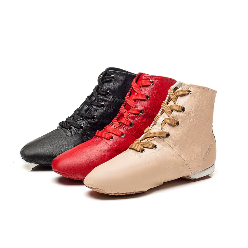 Chaussures de danse en cuir haut Jazz