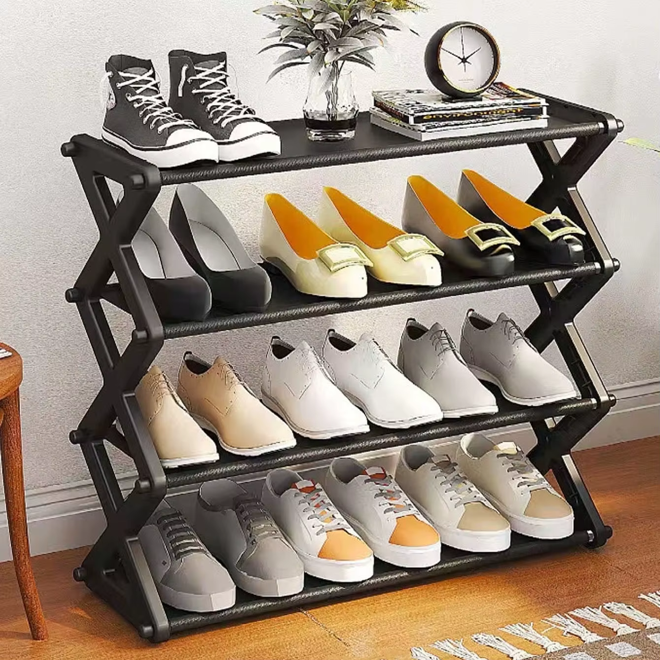 Étagère à chaussures empilable à 4 couches
