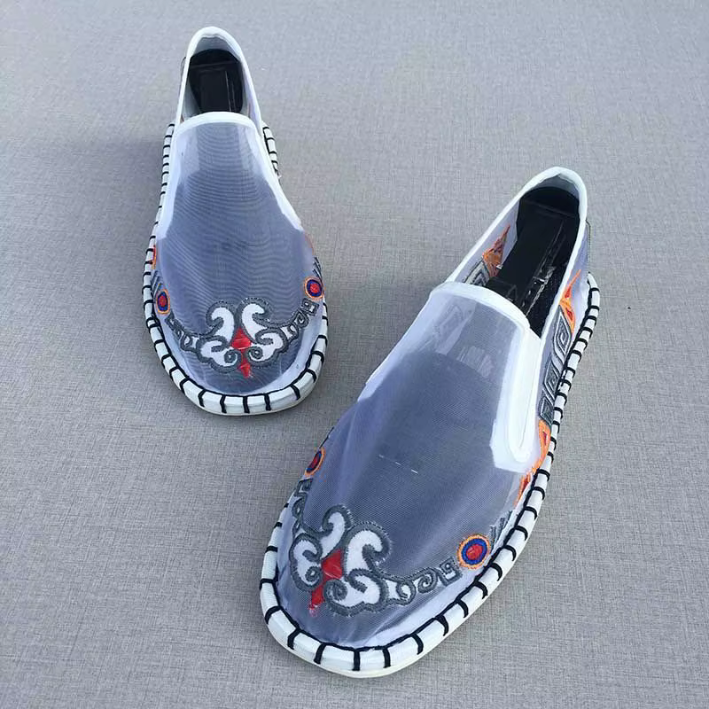 Mocassins en toile pour hommes, chaussures plates, décontractées, sans lacets