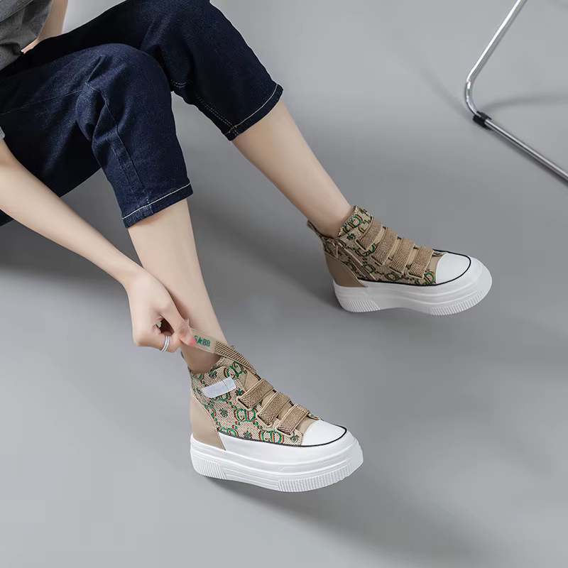 Baskets montantes en cuir à plateforme pour femme