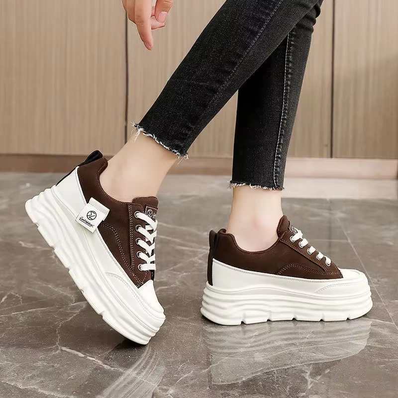 Chaussures Plates à Lacets Épais et Semelle Souple pour Femme