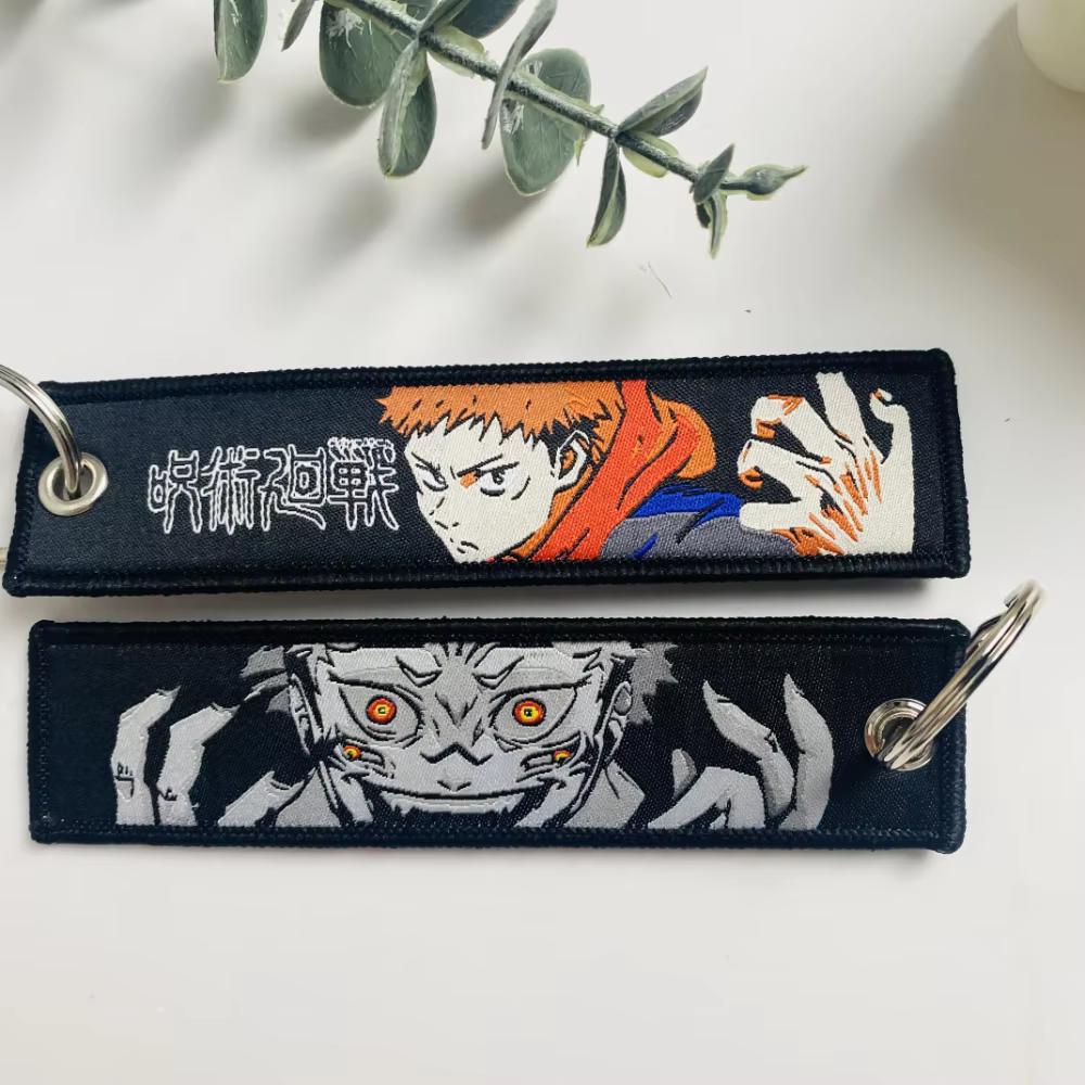 Porte-clés brodé d'anime japonais pour motos, porte-clés, porte-clés, accessoires de mode Chaveiro