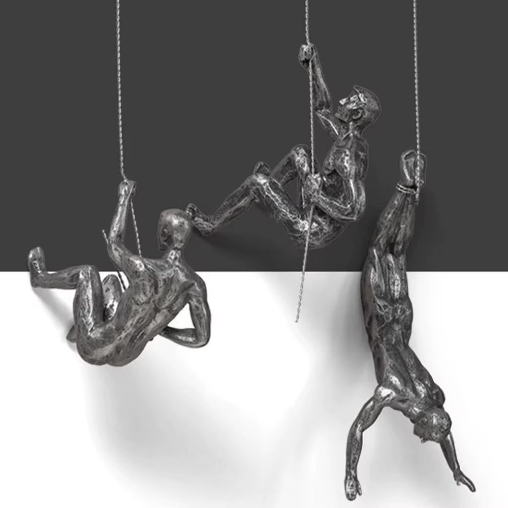 Sculptures murales homme grimpeur style européen, statue rétro unique grimpeur de roche, pendentif abstrait pour salon