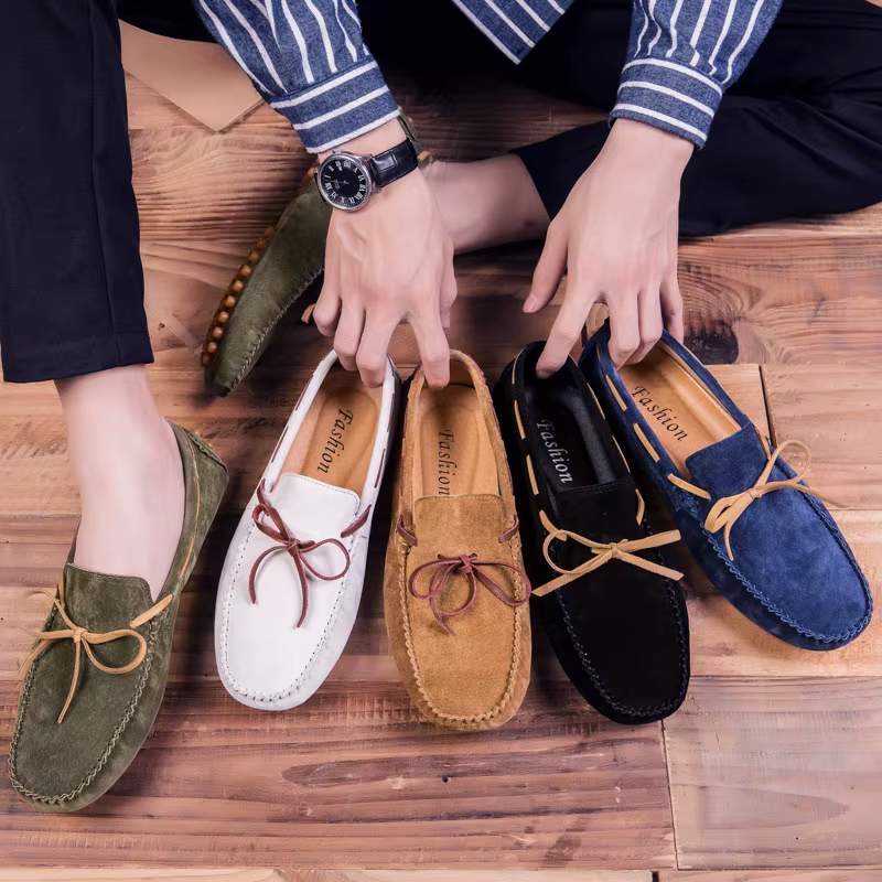 Mocassins en daim et cuir pour hommes