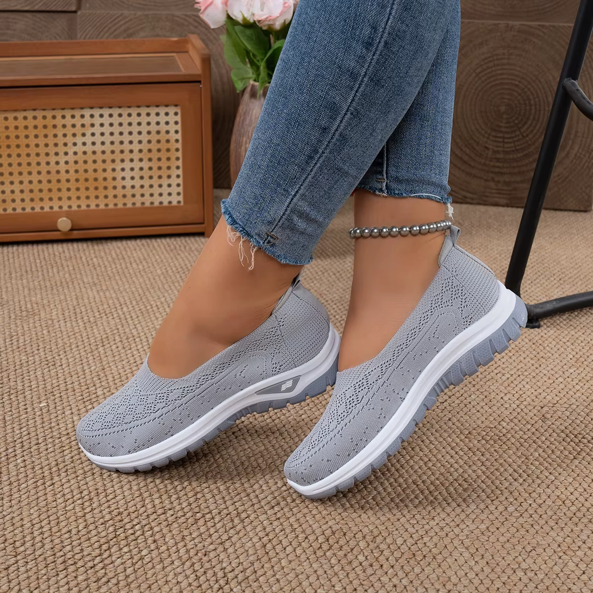 Baskets Jacquard ajourées à enfiler pour femmes