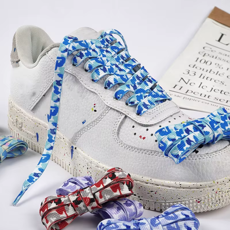 Lacets de chaussures plats imprimés de Camouflage pour baskets