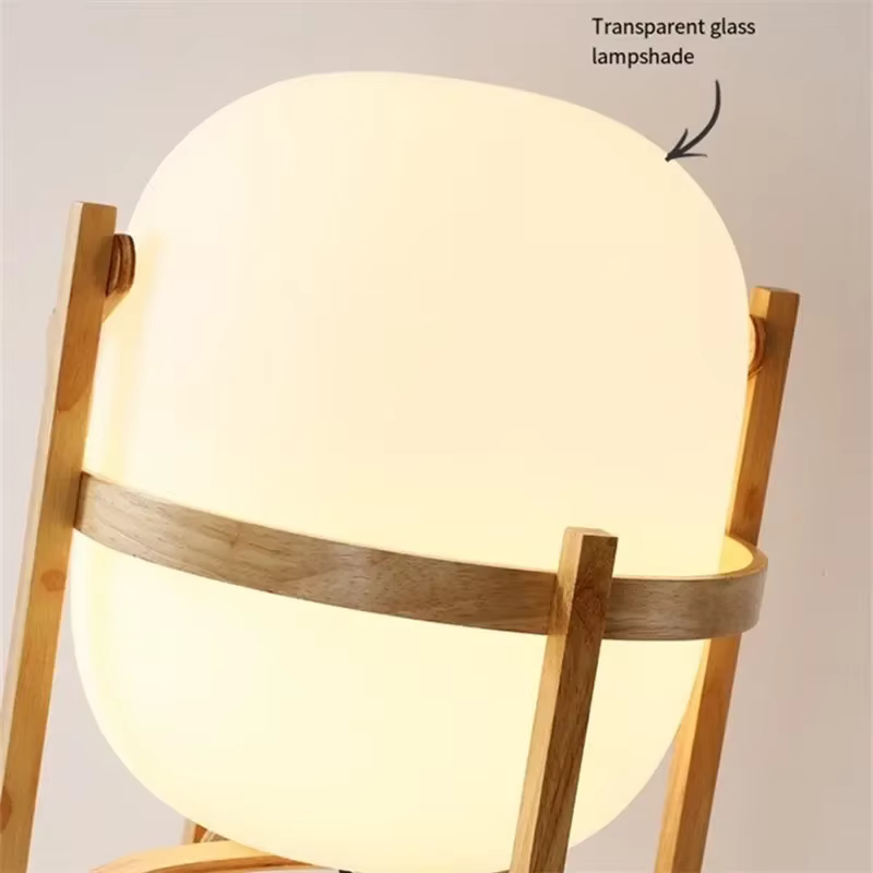 Lampe de table LED en bois Wabi Sabi, abat-jour en verre minimaliste pour bureau, chambre à coucher, chevet, salon, lecture, décoration intérieure, lampe sur pied