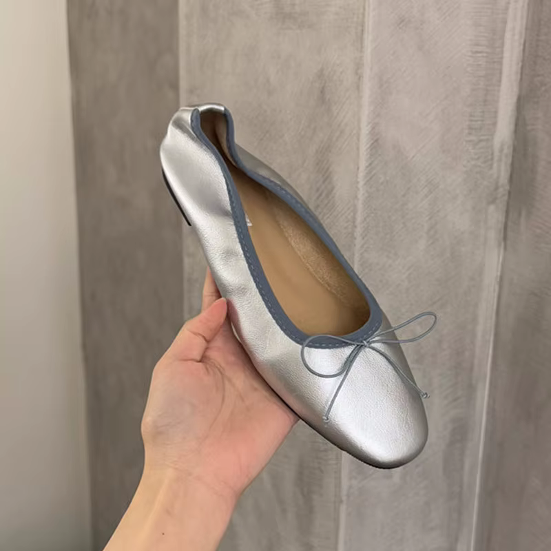 Chaussures plates roses à bout rond pour femmes, chaussures à la mode avec nœud papillon, chaussures plates à enfiler, nouvelle collection printemps-été