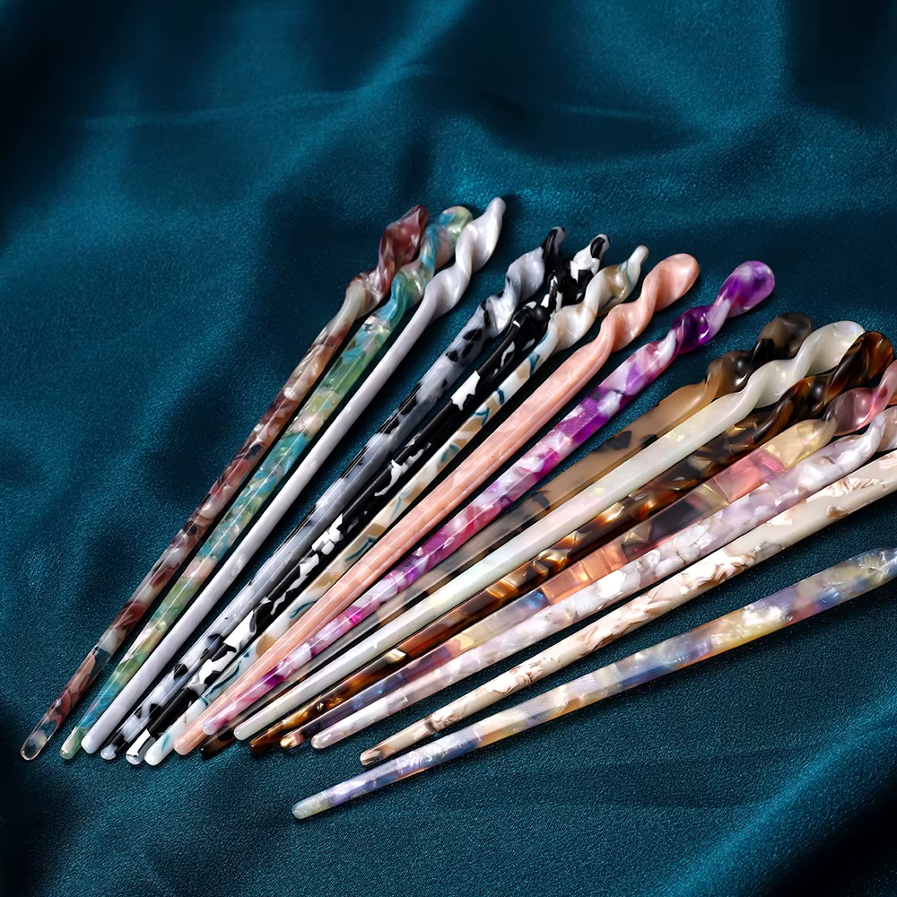 Baguettes à cheveux en résine d'acétate Vintage, épingles à cheveux pour femmes, épingle à cheveux, couvre-chef, accessoires de bijoux de cheveux de mariage