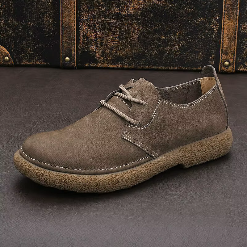 Chaussures décontractées vintage en daim pour hommes - Mocassins à enfiler avec semelle en caoutchouc souple