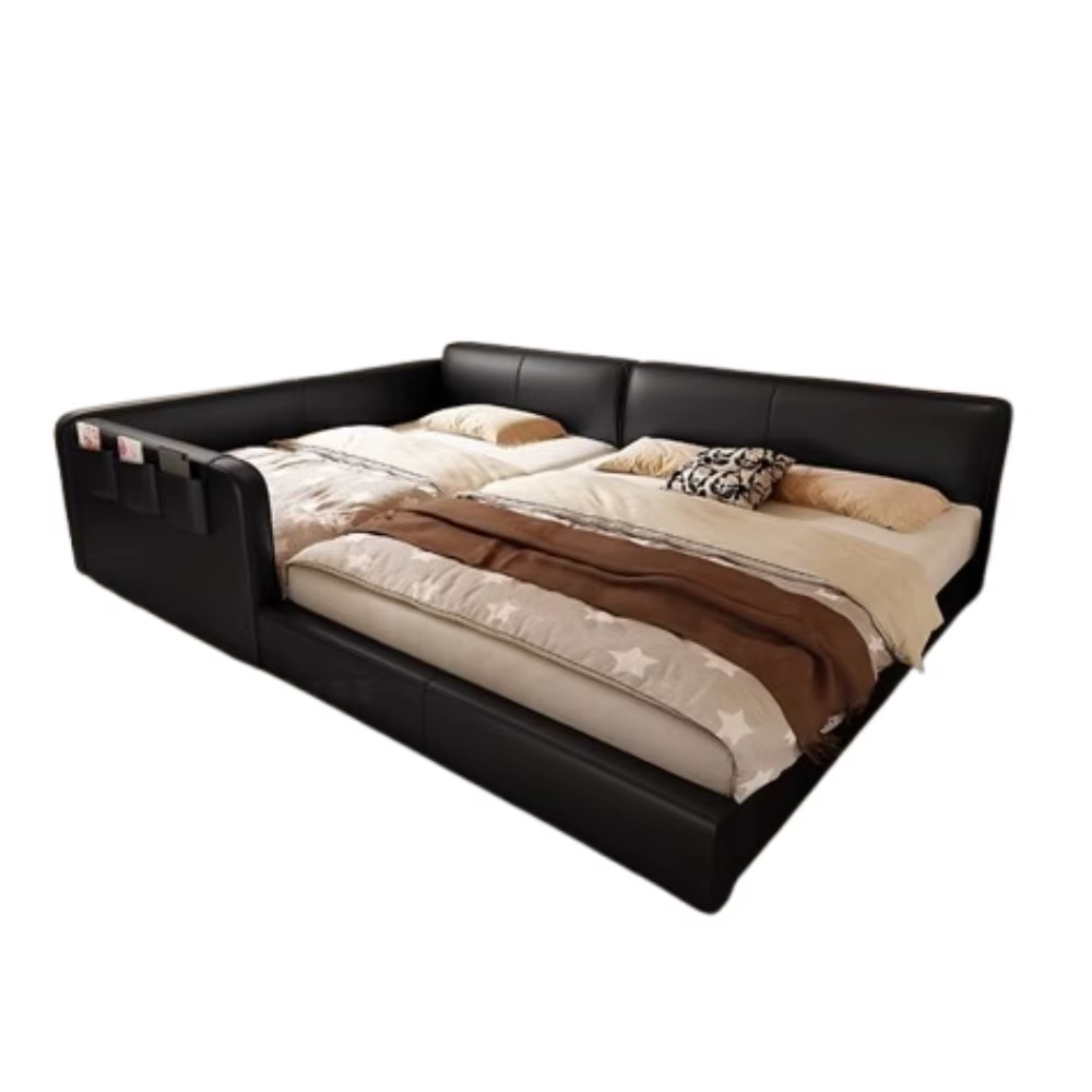 Lit De chambre moderne noir nordique pour enfants, ensemble De lit King Size pour garçons, rembourrage De couchage, meubles De maison