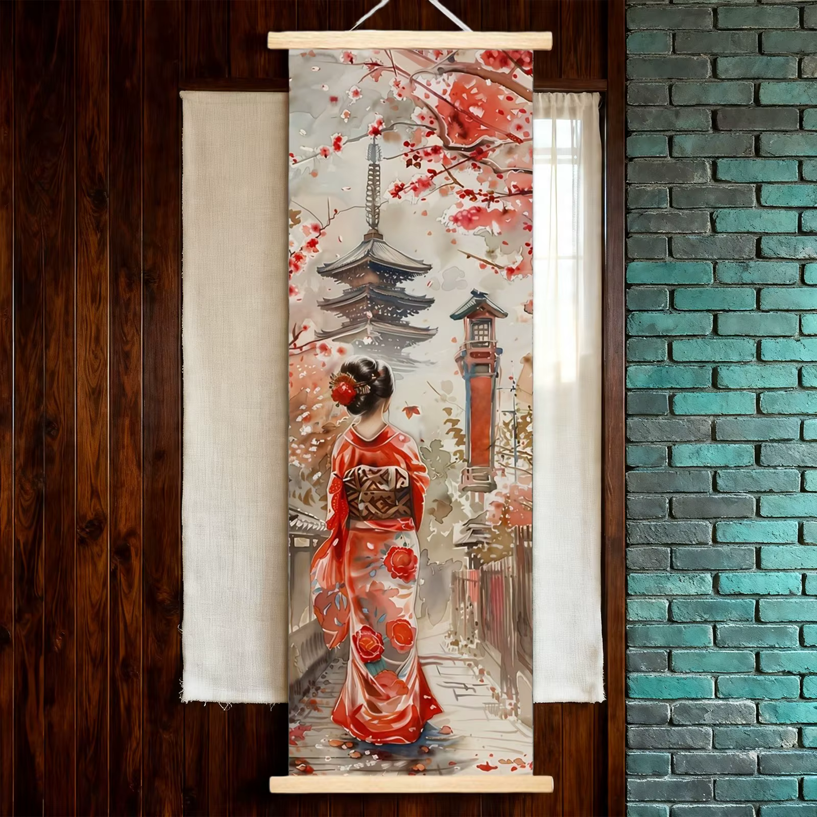 Tapisserie murale esthétique Geisha japonaise, imperméable, motif artistique décoratif, tableau suspendu pour chambre à coucher, salon, décoration de la maison
