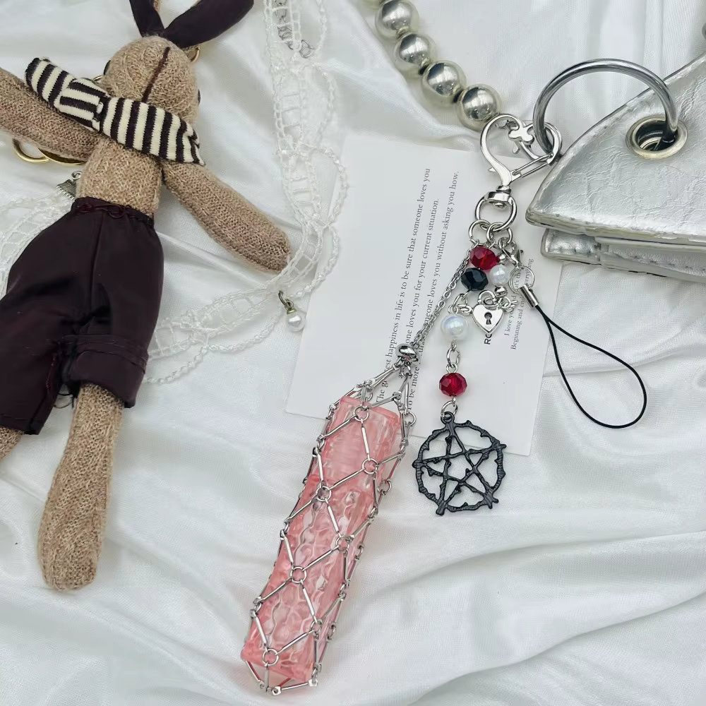 Accessoire unique : Pendentif étoile pour sac, porte-clés de voiture en acier inoxydable, rangement portable pour rouge à lèvres, porte-clés portable pour sac de fille, cadeau