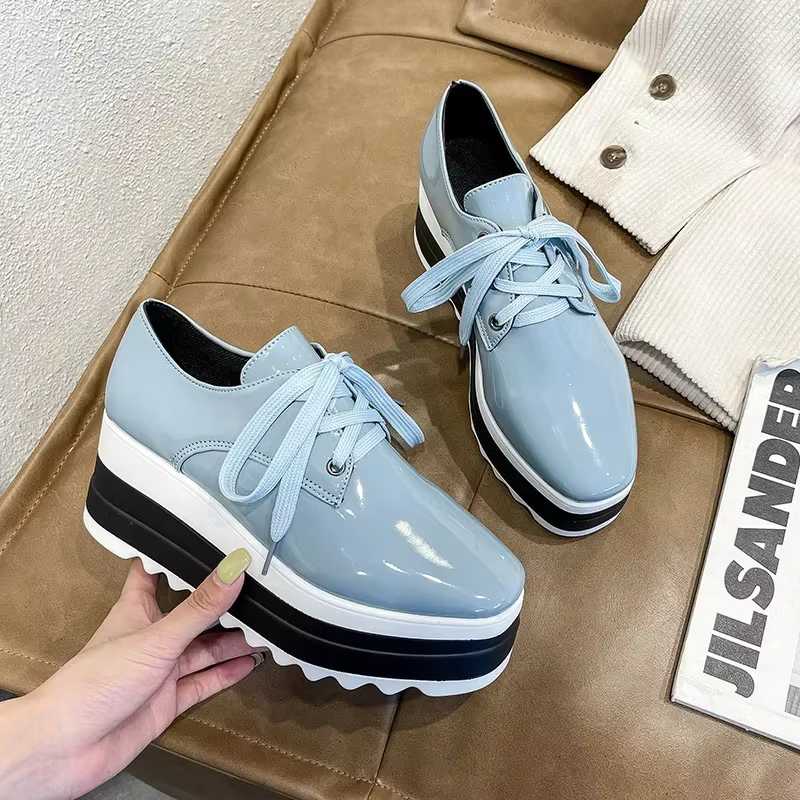 Baskets de Luxe à Plateforme pour Femme, Chaussures de dehors Confortables et Épaisses à Lacets, Nouvelle Collection