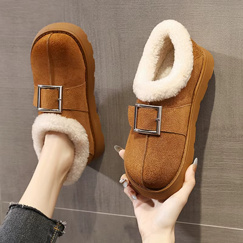 2025 chaussures d'hiver femmes bottes en daim chaud en peluche plat antidérapant froid hiver mode dames cheville