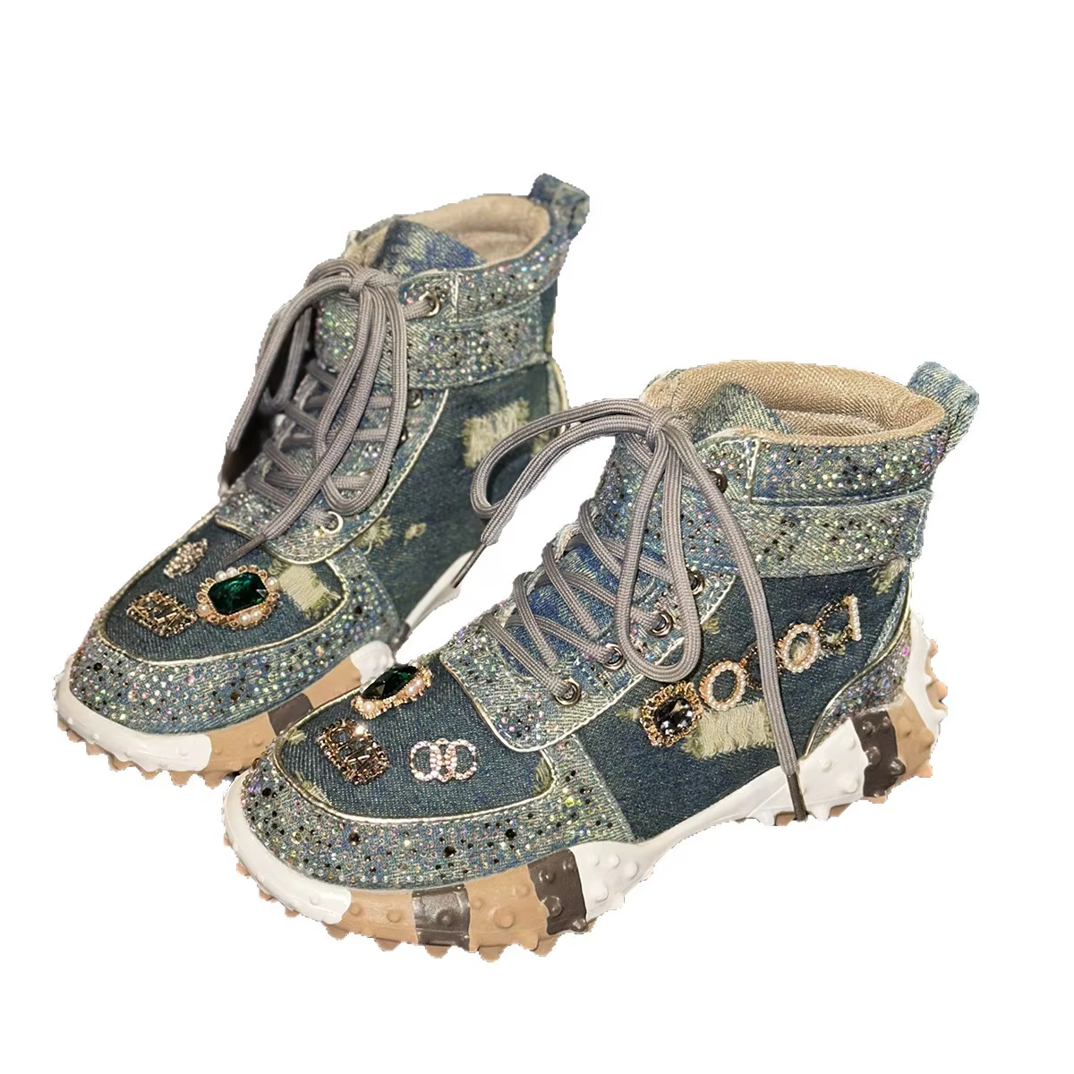 Chaussures montantes en diamant d'eau pour femmes