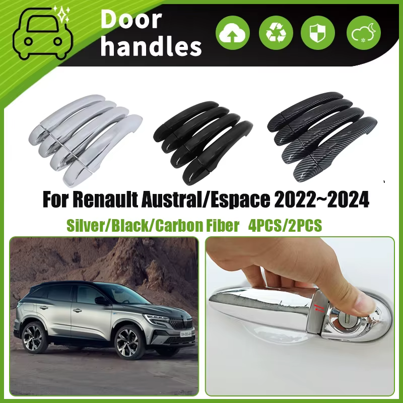 Couvercle de poignée de porte de voiture pour Renault Austral Espace 2022 ~ 2024, garniture anti-poussière, protection extérieure contre les rayures, accessoires de décoration de voiture