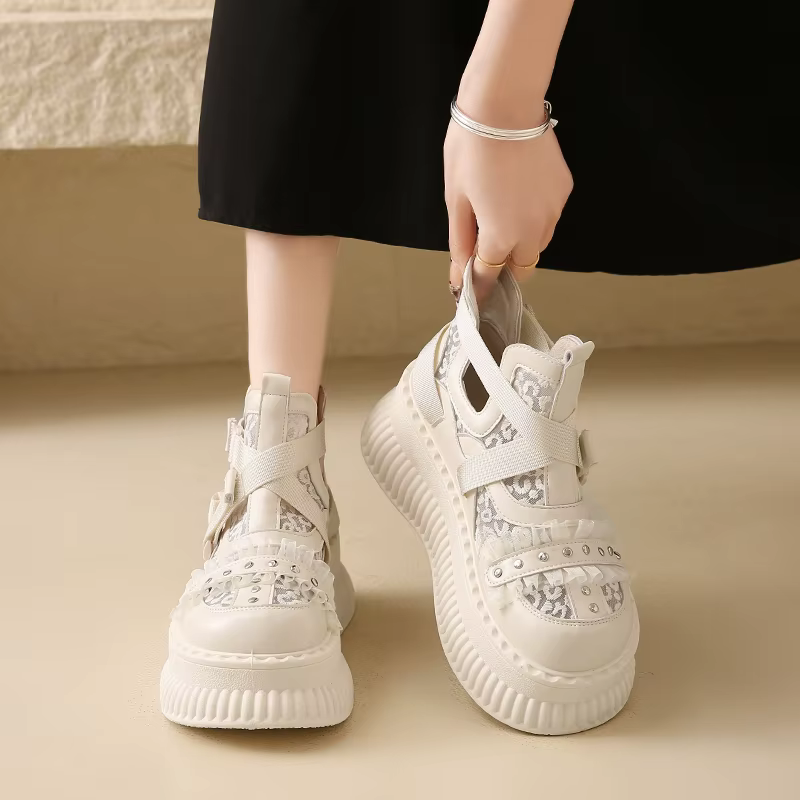 Baskets en dentelle à fond épais pour femmes