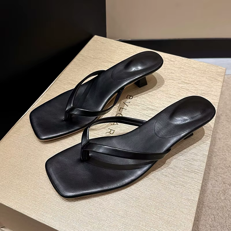 Pantoufles d'été à Clip pour femmes, chaussures confortables à talons bas, tenue décontractée, Style de rue, Sandalis