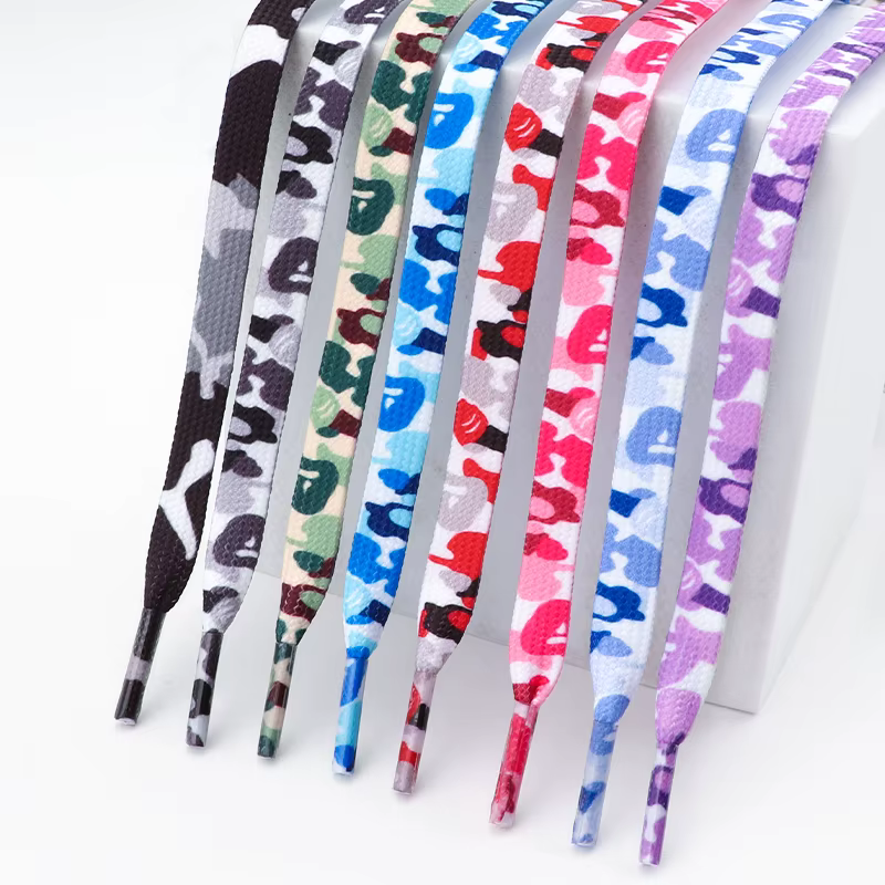 Lacets de chaussures plats imprimés de Camouflage pour baskets