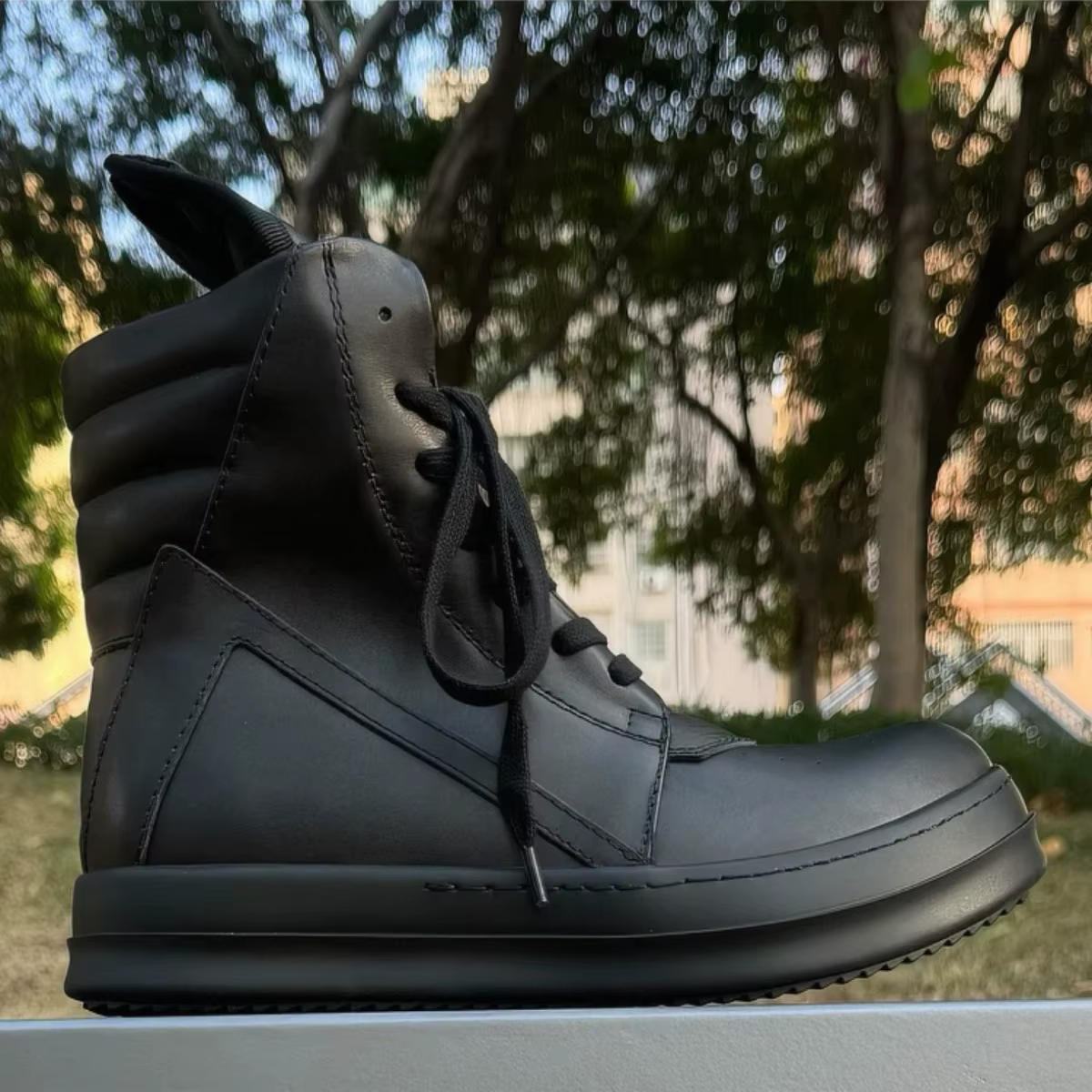 R-o baskets classiques en cuir noir chaussure haute botte noire en peau de vache hommes Sneaker fermeture éclair femmes chaussures décontractées à lacets bottines