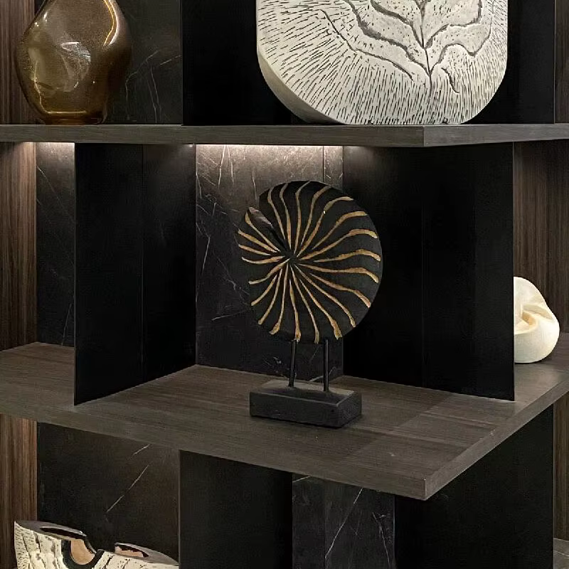 Wabi-sabi Sculpture en bois massif Style Vintage bibliothèque ornement décoratif armoire de maison d'hôtes Figure artistique en bois
