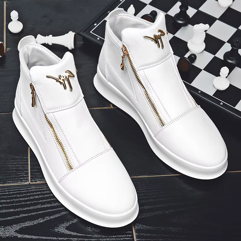 Marque de mode hommes baskets hautes offre spéciale plate-forme blanche chaussures décontractées