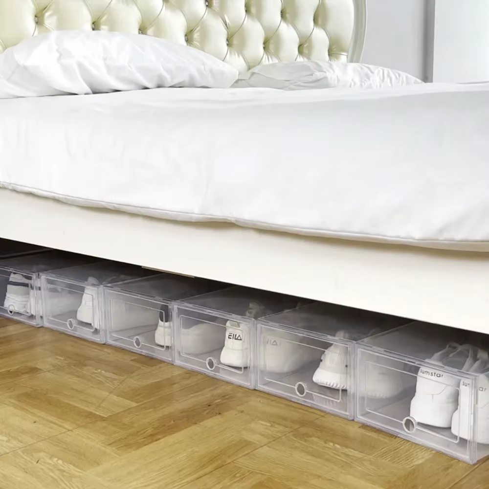 Boîtes à chaussures transparentes empilables