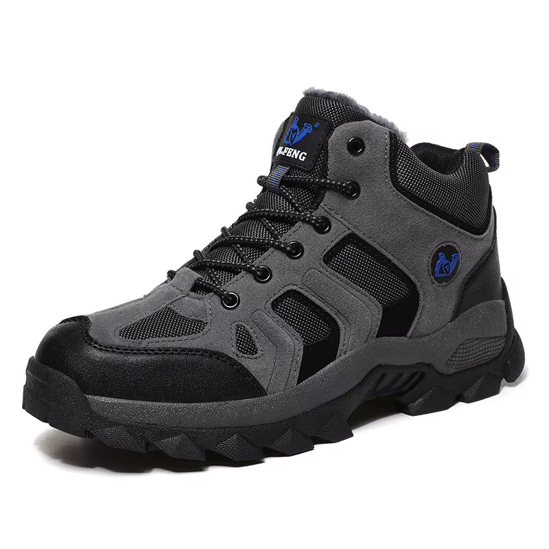 Grande taille hiver chaussures de randonnée hommes neige chaude fourrure cuir bottes