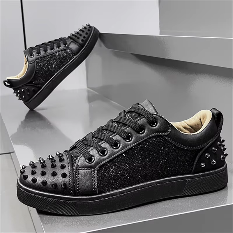 Mode nouveaux hommes Rivet Rock Punk mixte Patchwork cuir plate-forme chaussures mâle sport marche baskets
