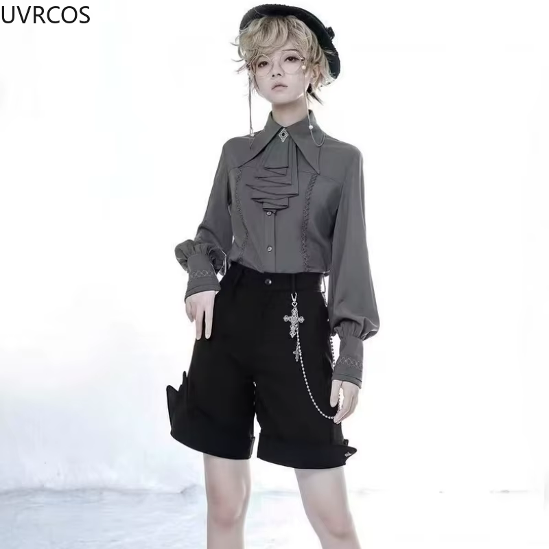 Chemises de Style Lolita Vintage victorien pour femmes, chemisiers gothiques à manches Gigot avec nœud Y2k, Harajuku japonais élégant, doux et Slim