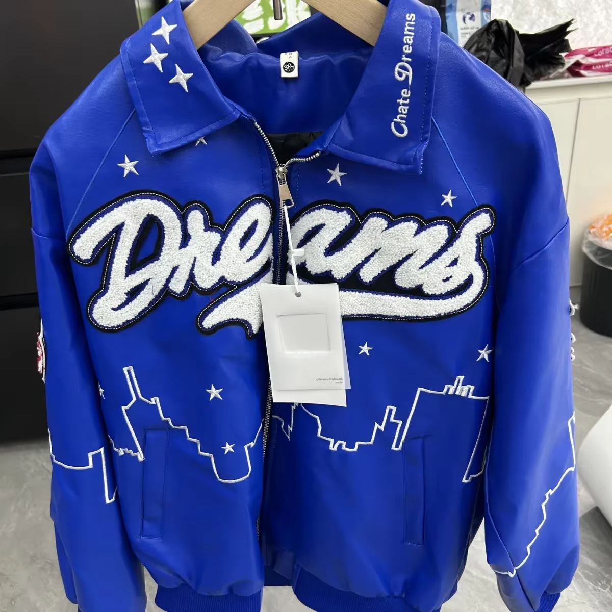 Vestes robustes de style américain pour hommes, veste de baseball vintage brodée, veste en cuir unisexe, manteaux de moto pour hommes