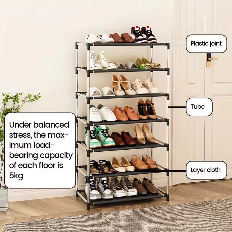 Étagère à chaussures en métal à 7 niveaux