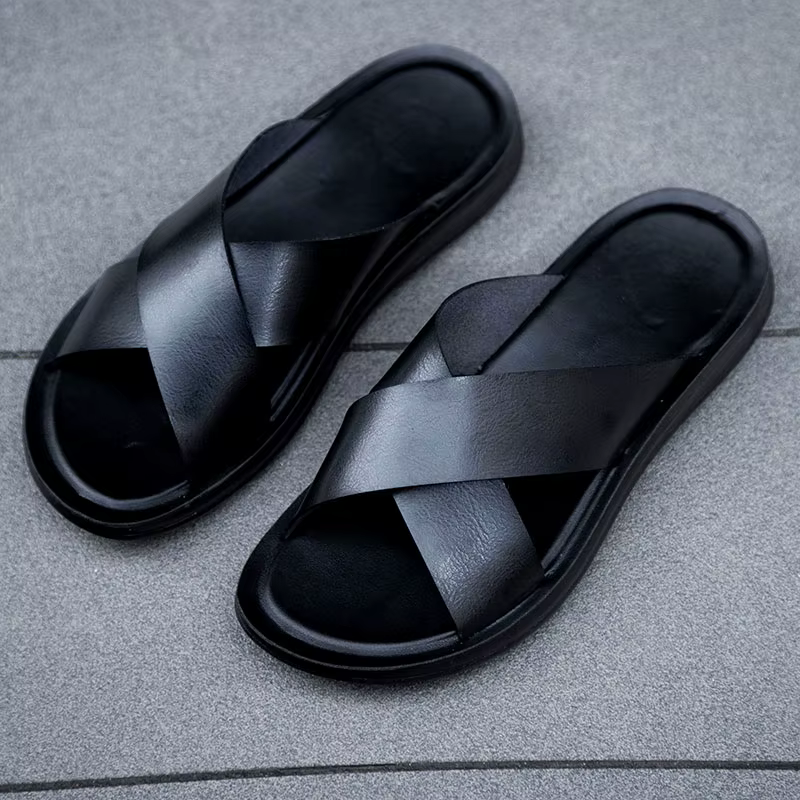 Chaussons en cuir PU italien pour hommes