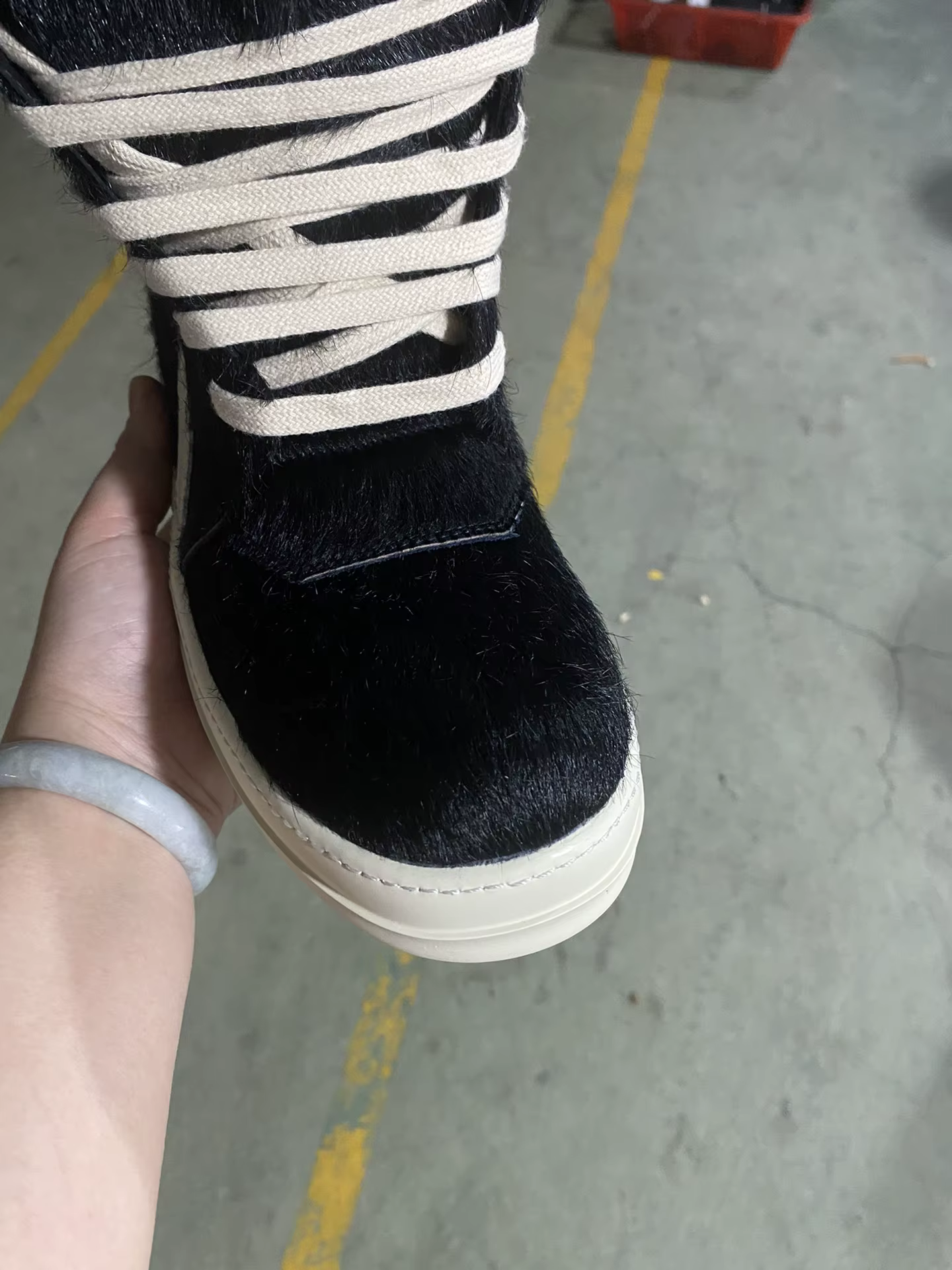Baskets montantes en cuir véritable et fourrure pour homme
