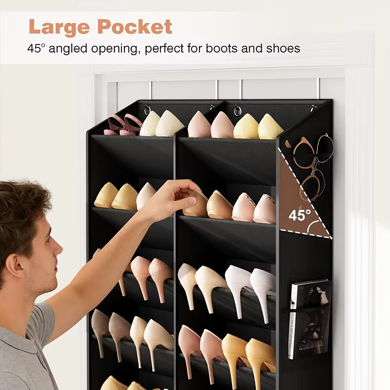 Porte-chaussures suspendu sur porte, organiseur de chaussures pour 30 paires, rangement pour porte de placard, pour baskets et bottes, grand support à chaussures