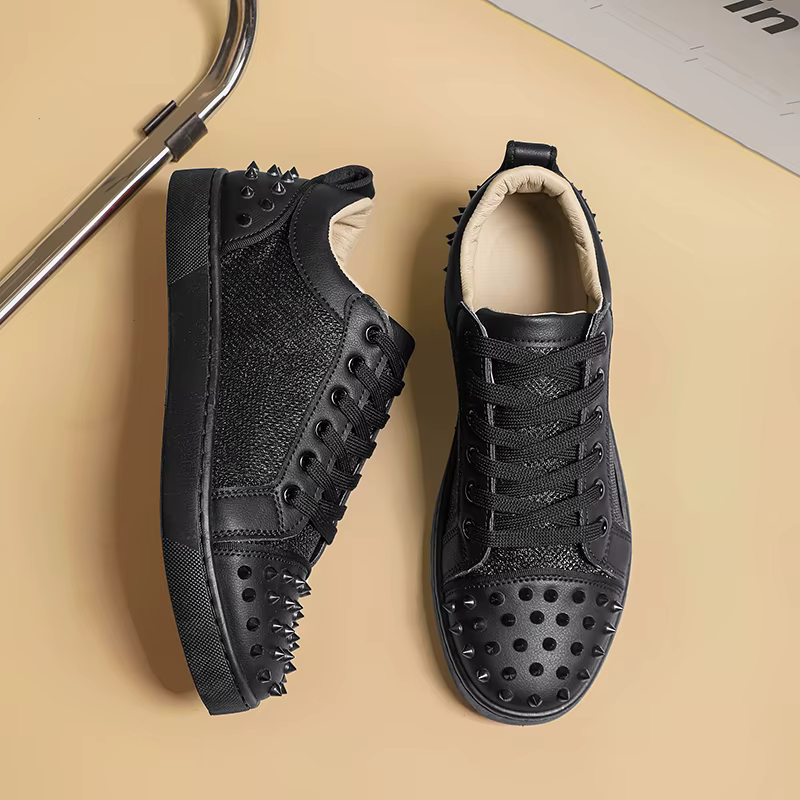 Mode nouveaux hommes Rivet Rock Punk mixte Patchwork cuir plate-forme chaussures mâle sport marche baskets