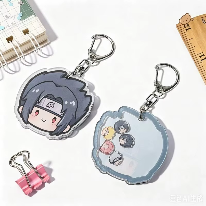 Porte-clés en acrylique Naruto Uzumaki et Sasuke Uchiha, accessoire d'animation créatif, pendentif mignon pour rockers, cadeau