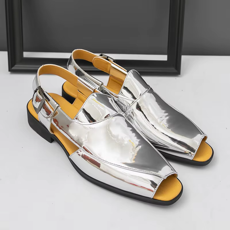 Sandales dorées de luxe pour hommes