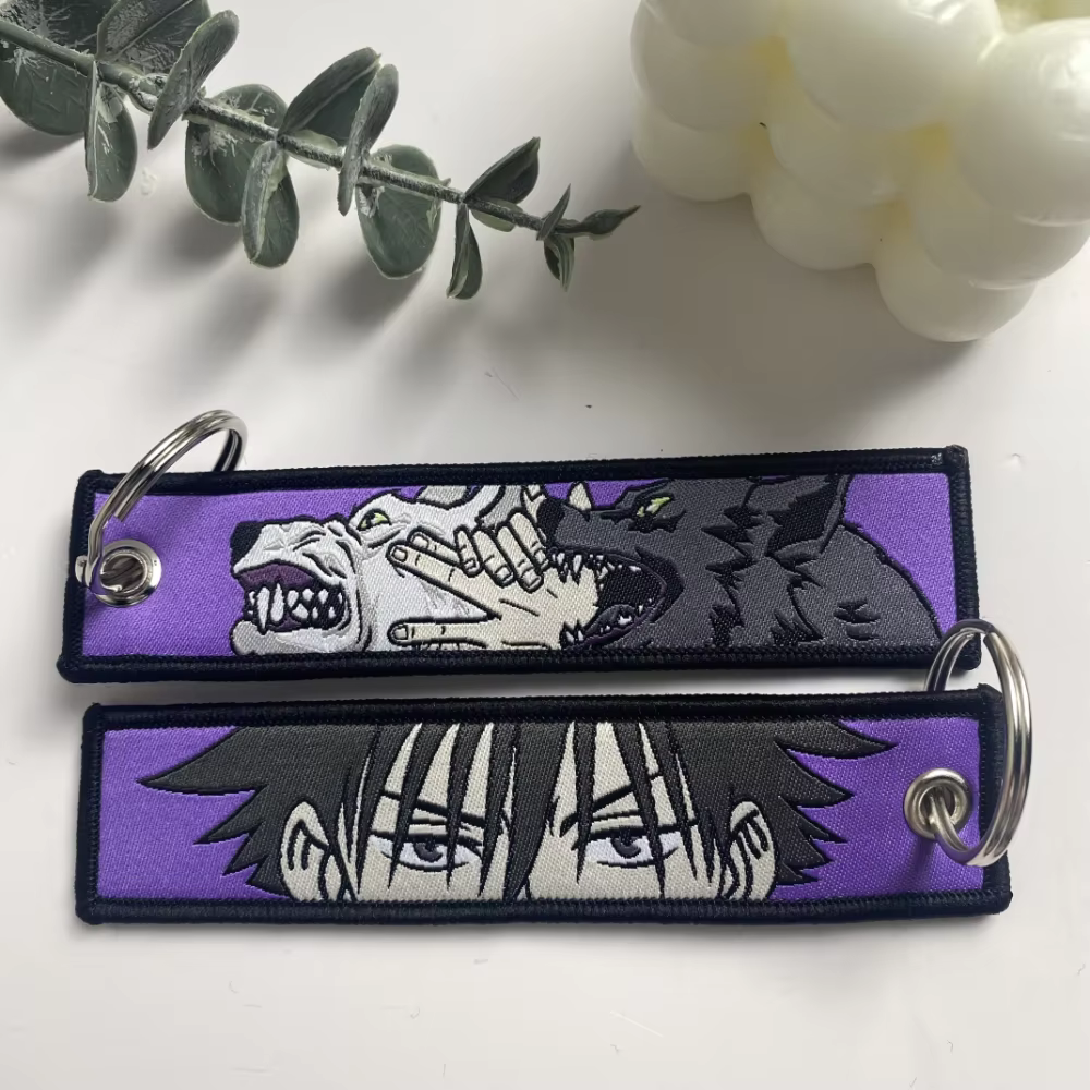 Porte-clés brodé d'anime japonais pour motos, porte-clés, porte-clés, accessoires de mode Chaveiro