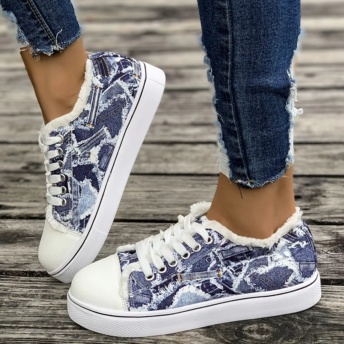 Femmes baskets nouveau confortable Denim toile pour chaussures
