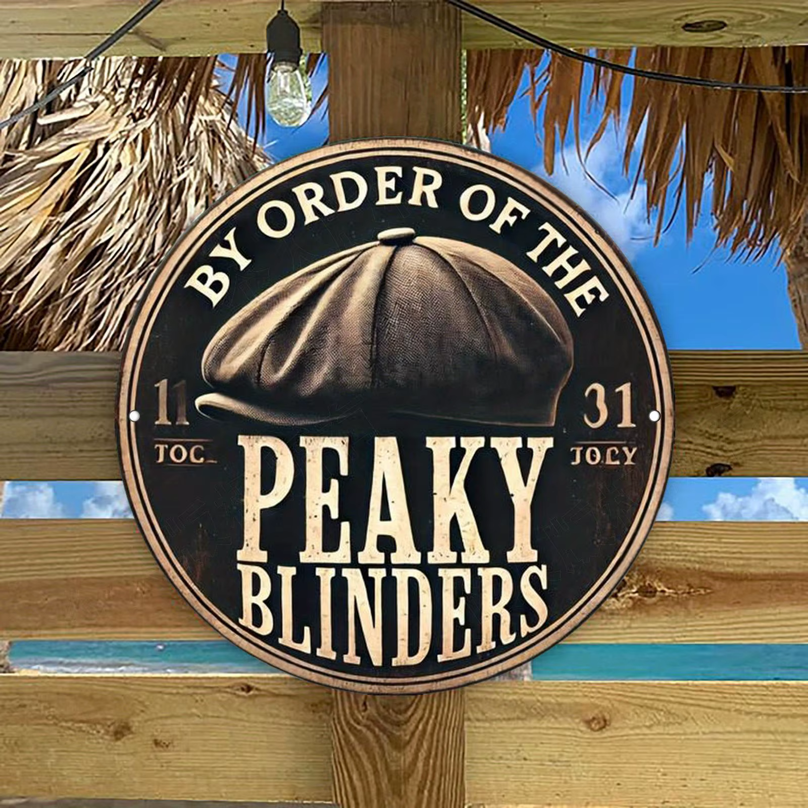 Panneau en métal HD vintage Peaky Blinders By Order Of The - Design rétro de casquette de gangster britannique avec esthétique plate 2D avec Au